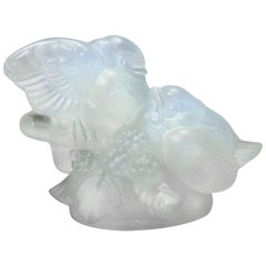 'Les Inseparables', an Art Deco Glass Figurine of Love Birds by Sabino