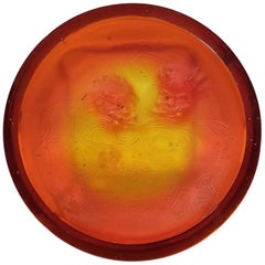 'Deux Zephyrs', an Art Deco Orange Glass Dish by Rene Lalique