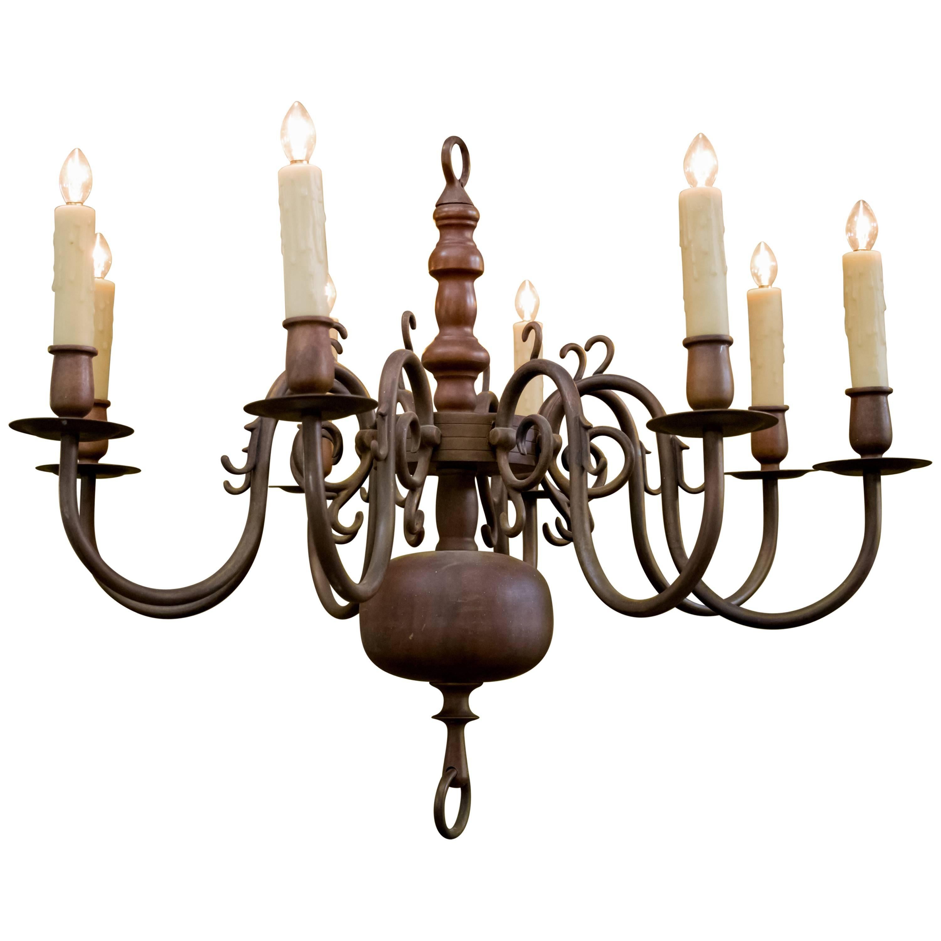 Classic Heavy Georgian Style Bronze Chandelier For Sale