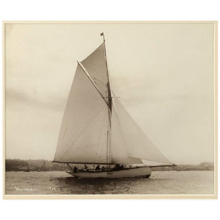 Yacht Wayward, impression photographique en gélatine argentique ancienne de Beken of Cowes