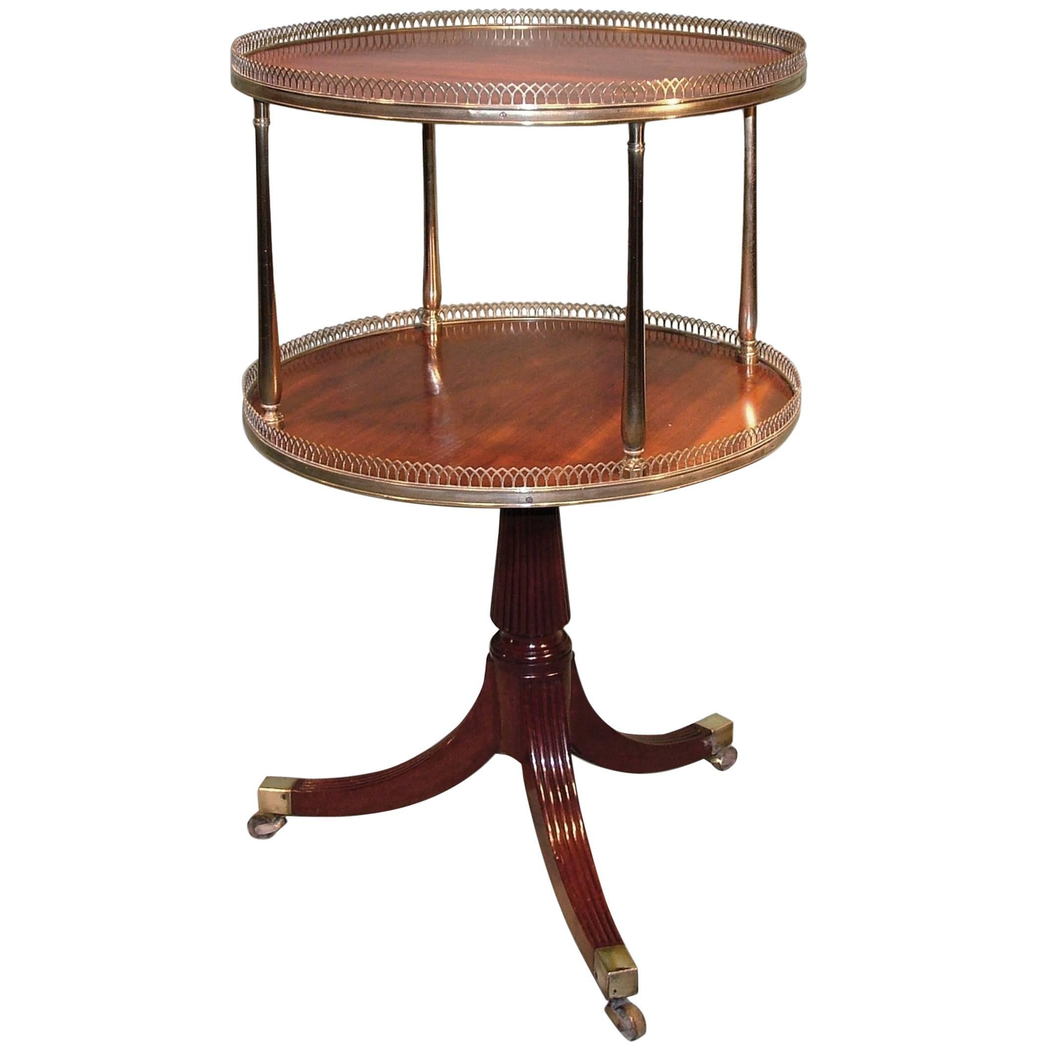 Antique 19th Century Mahogany Two-Tier Circular Dumb Waiter