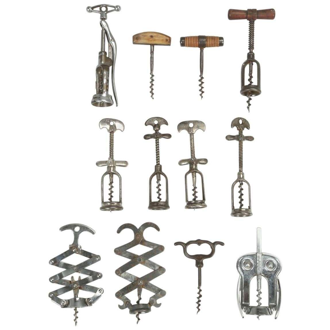 Collection of '12' Antique French Corkscrews