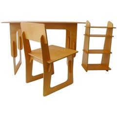 Post War Knockdown Furniture Co, Plywood Three-Piece Office Desk Set