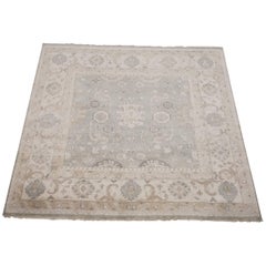 Pale-Green Square Oushak Area Rug