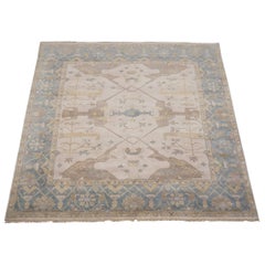 Square Pale-Brown Oushak Rug