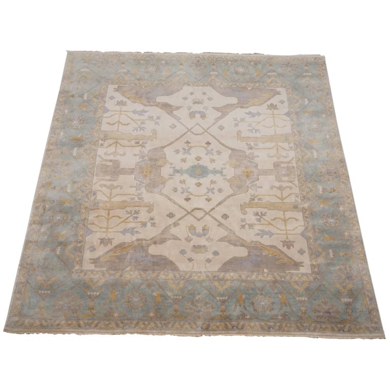 Square Beige Oushak Rug For Sale at 1stdibs