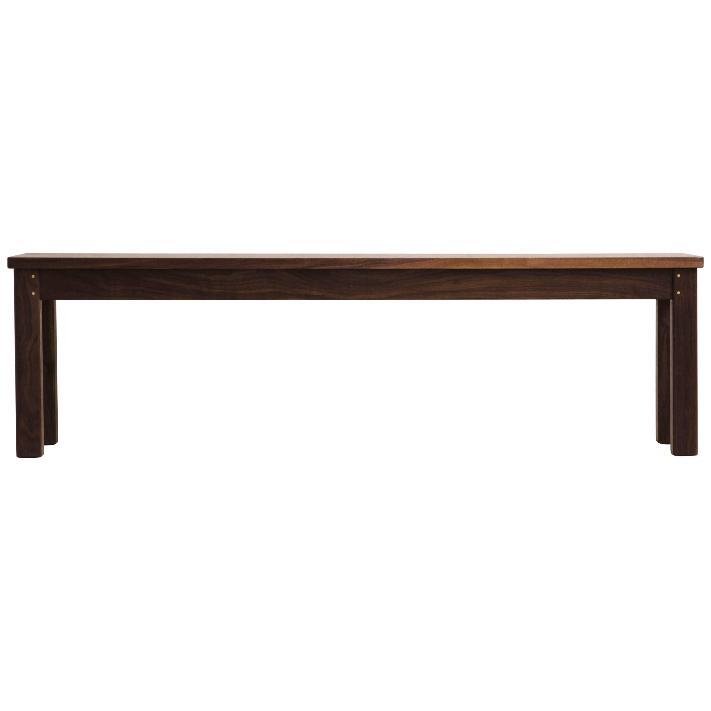 Small "Lore" Bench, Solid-Wood, Black Walnut, Modern Shaker-Style For Sale