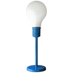1970s Pop Art Ingo Maurer style Blue Lamp Think Big Lightbulb Retro Mid-Century