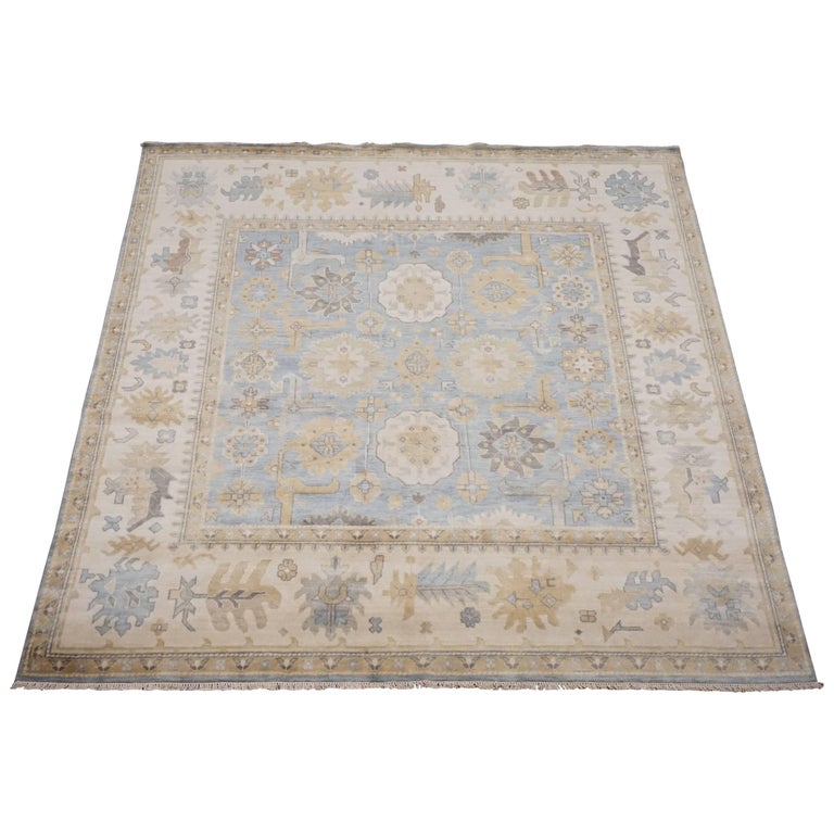 LightBlue Oushak Design, Square Area Rug For Sale at 1stdibs