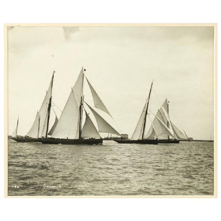 Yacht Galatea, Lorna, Wendur, Margorie, Early Silver Gelatin Photographic Print For Sale