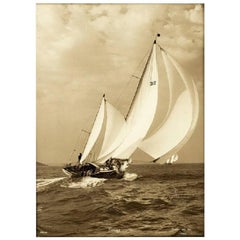 Yacht Figaro, Early Silver Photographic Print by Beken of Cowes
