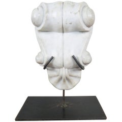 19th Century, Italian Carved Marble Architectural Fragment on Iron Stand