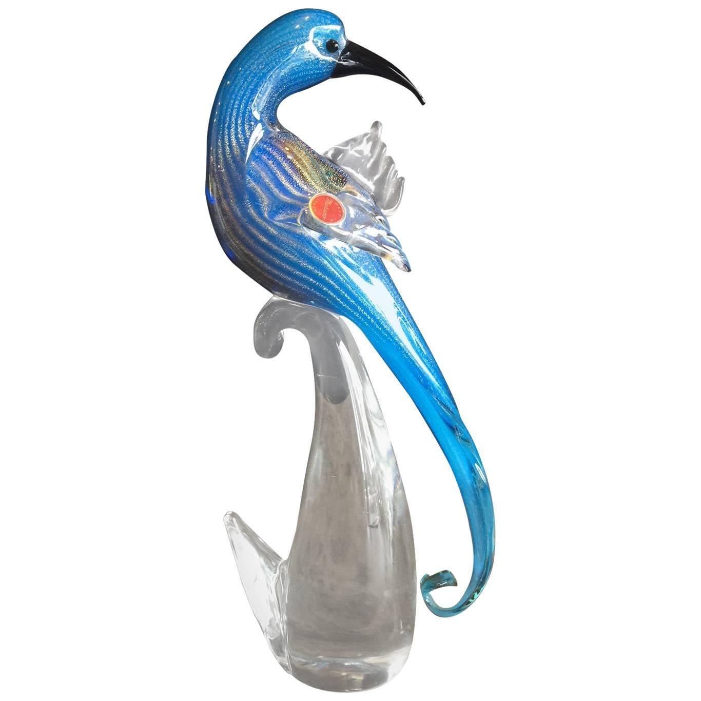 Vibrant Parrot / Bird Art Glass Sculpture by Murano Glass, circa 1960s