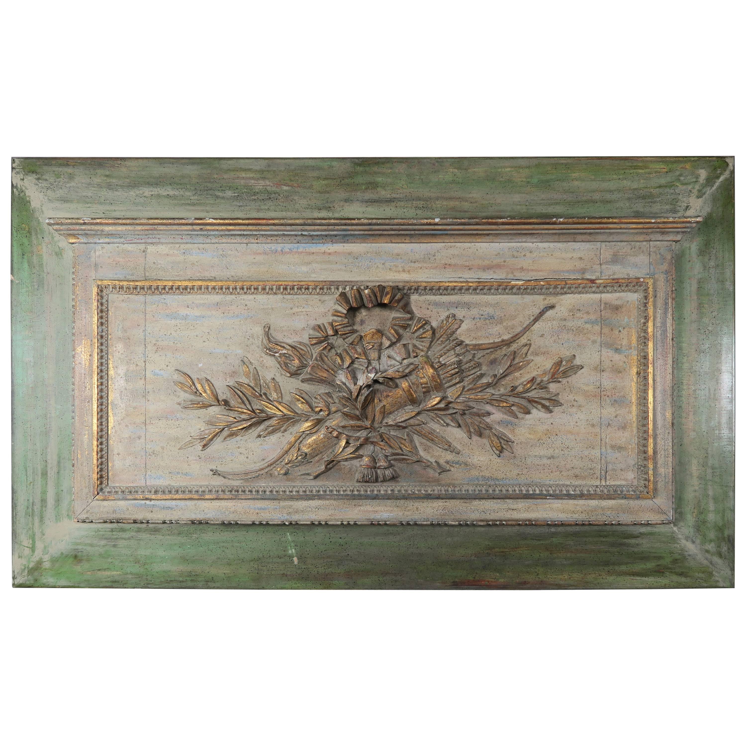 French Louis XV Style Carved Painted Panel, circa 1900
