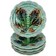 Villeroy & Boch Japonisme Aesthetic Chestnut Tree Leaf Dessert Plates, S/6