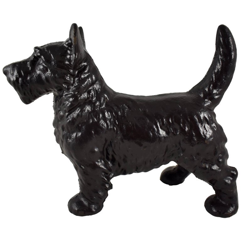 Hubley 1930s Cast Iron Standing Black Scottie Dog Doorstop At 1stdibs