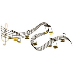 Large Whimsical Music Theme Tunes Wall Sculpture by Curtis Jere