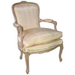 Vintage Cream Bergere Chair, Louis XV Style