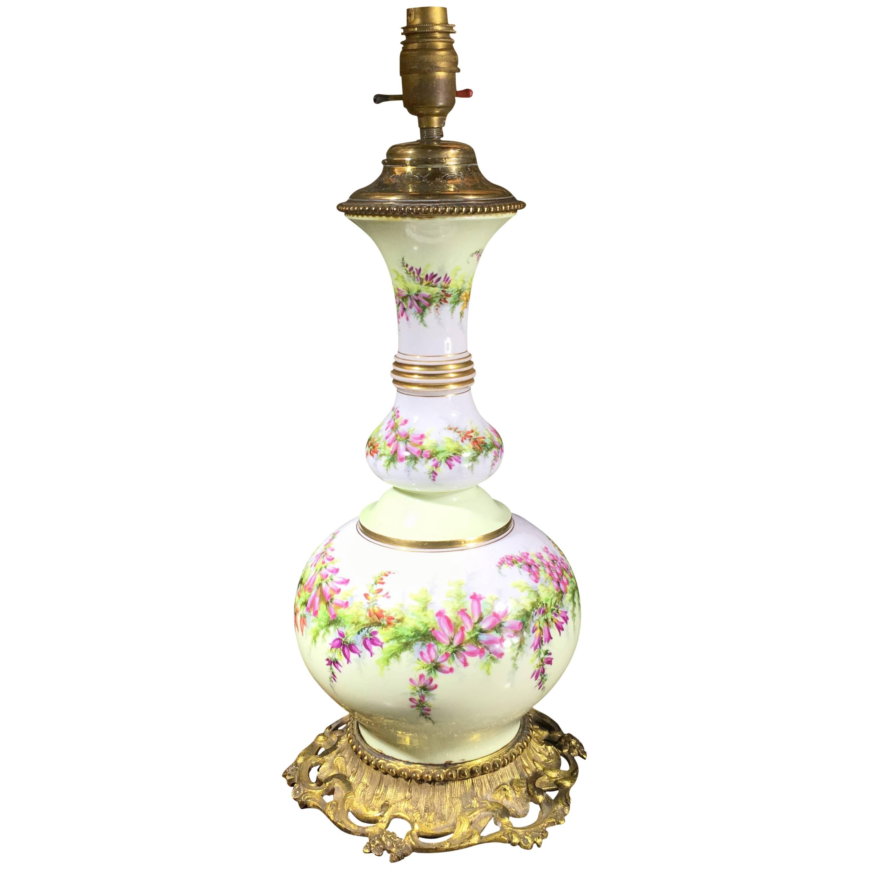Large Victorian Porcelain Vase with Early Light Conversion, circa 1885