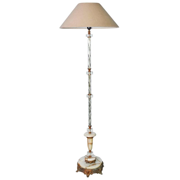 Art Deco Marble and Lucite Floor Lamp For Sale