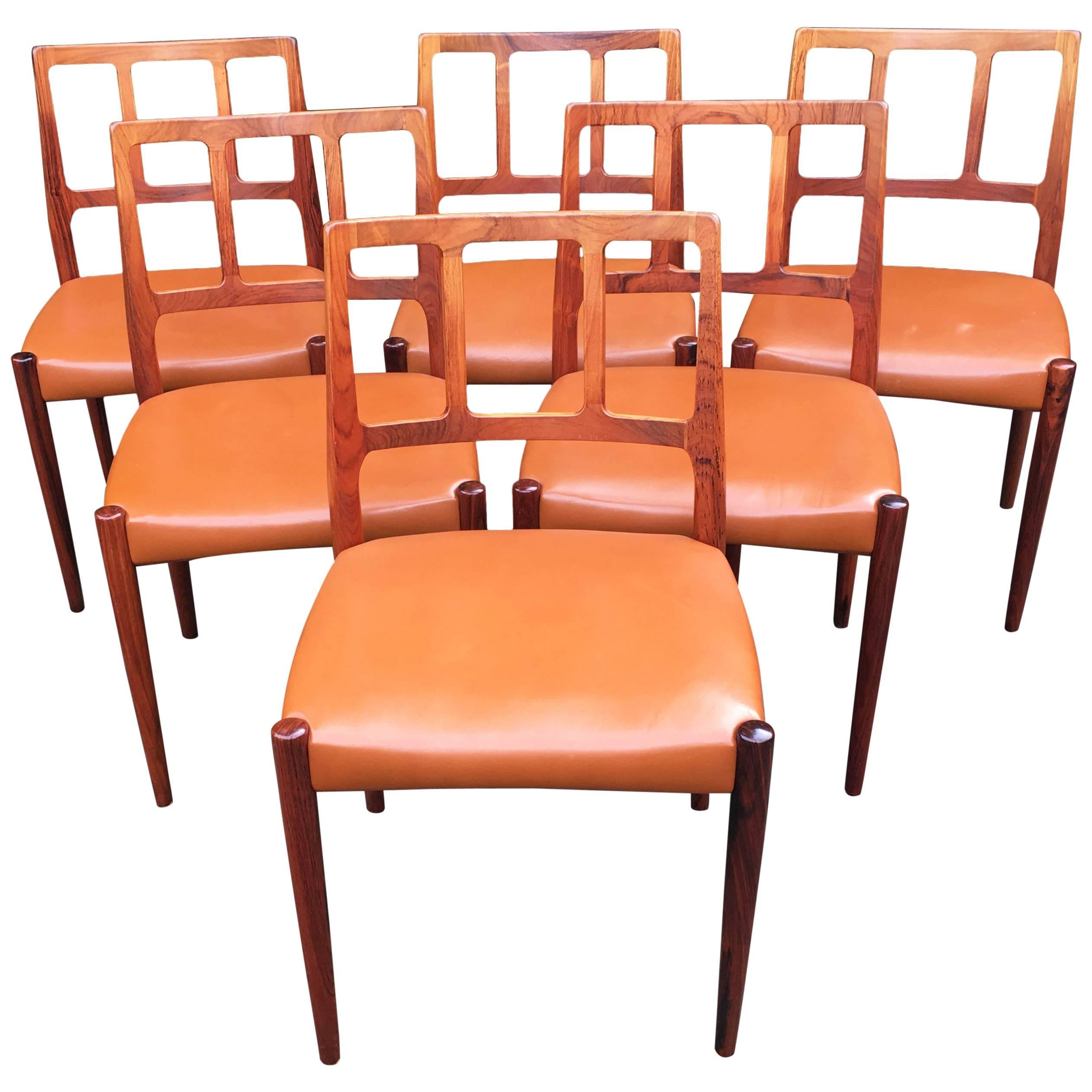 Six Rosewood Dining Chairs by Johannes Andersen for Uldum Møbelfabrik