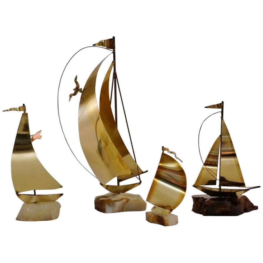 DeMott Boat Brass Sculptures, Set of Four, American, circa 1970s
