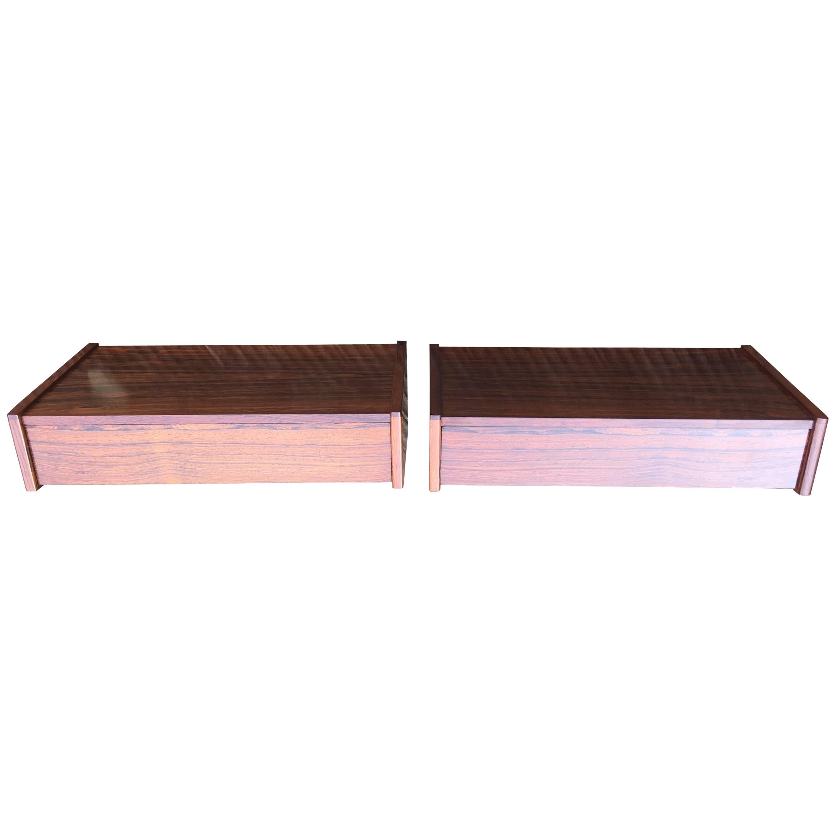 Pair of Danish Rosewood Midcentury Floating Bedside Tables