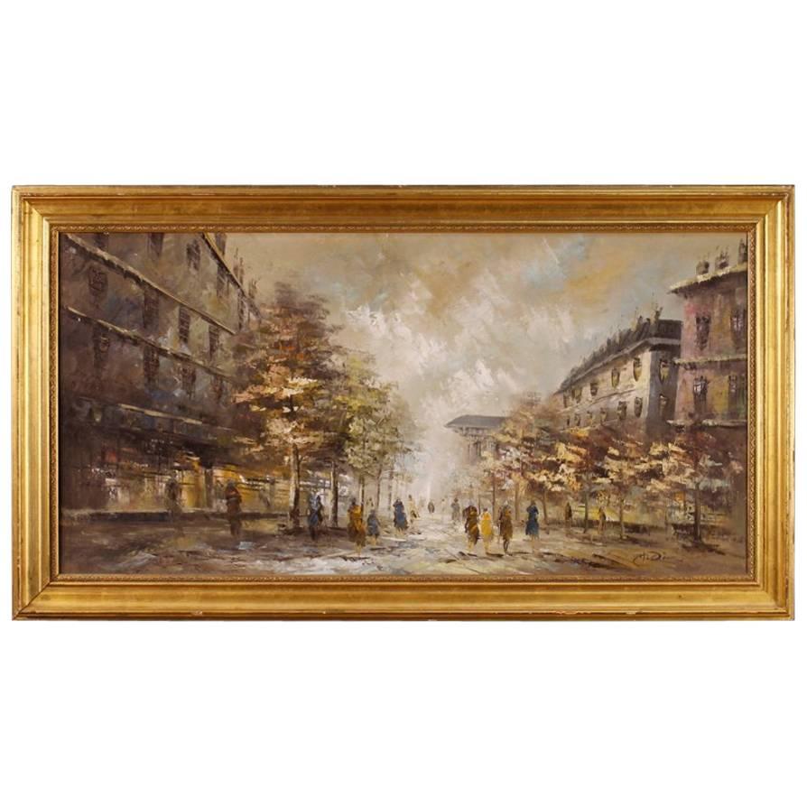 20th Century Oil Painting Depicting Paris View