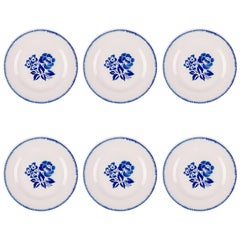 Vintage Hand-Painted Dessert Plates, Set of Six