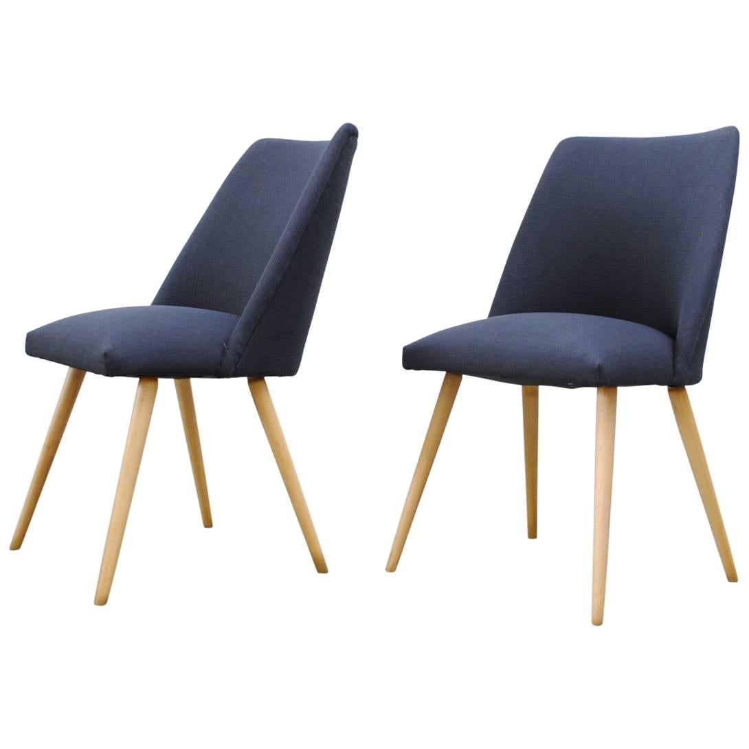 Saarinen Style Dining Chairs in Navy with Birch Legs