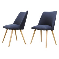Saarinen Style Dining Chairs in Navy with Birch Legs