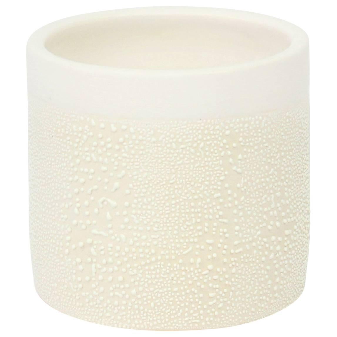 Contemporary Ceramic White Dew Glaze Cup, Handmade