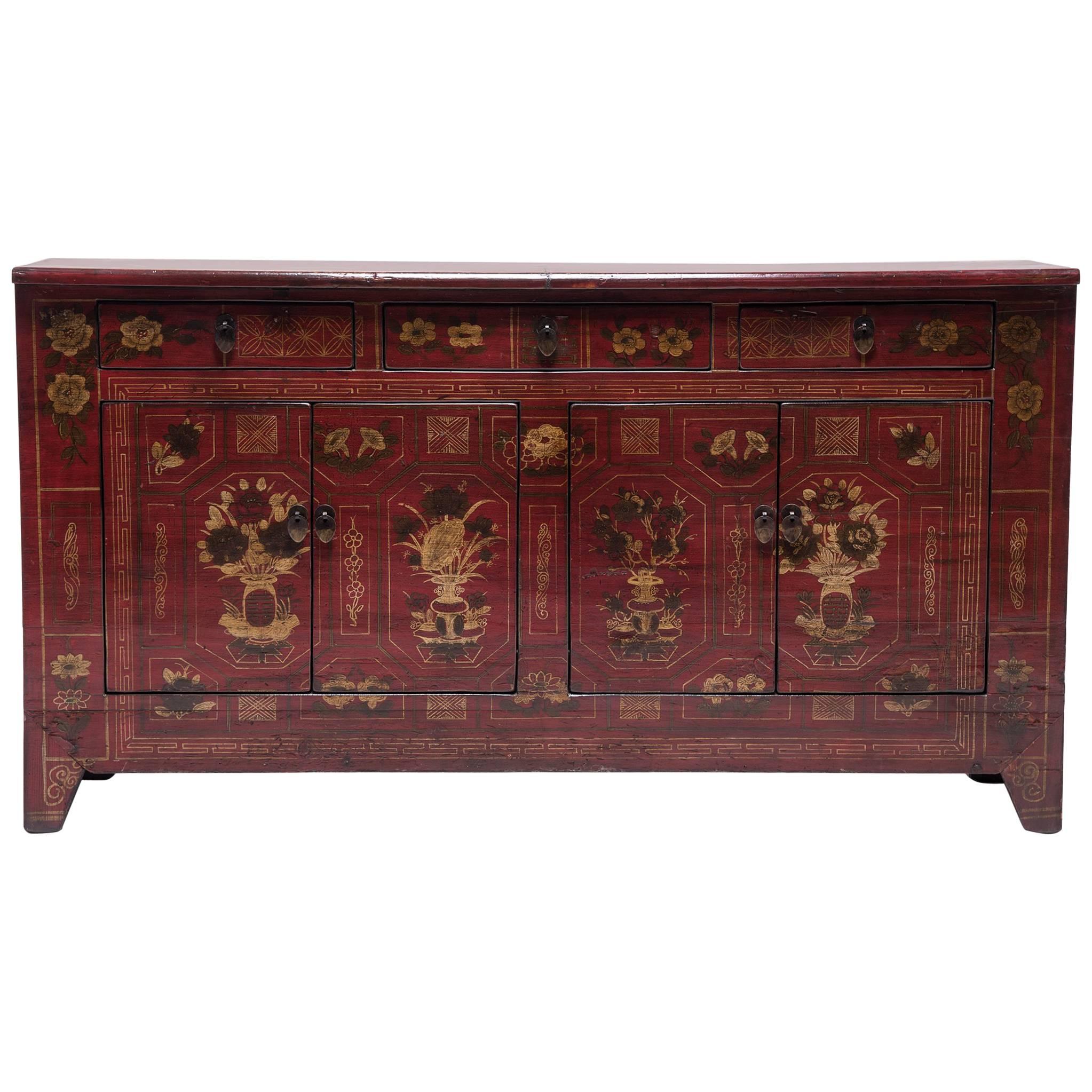 Mongolian Floral Painted Storage Chest