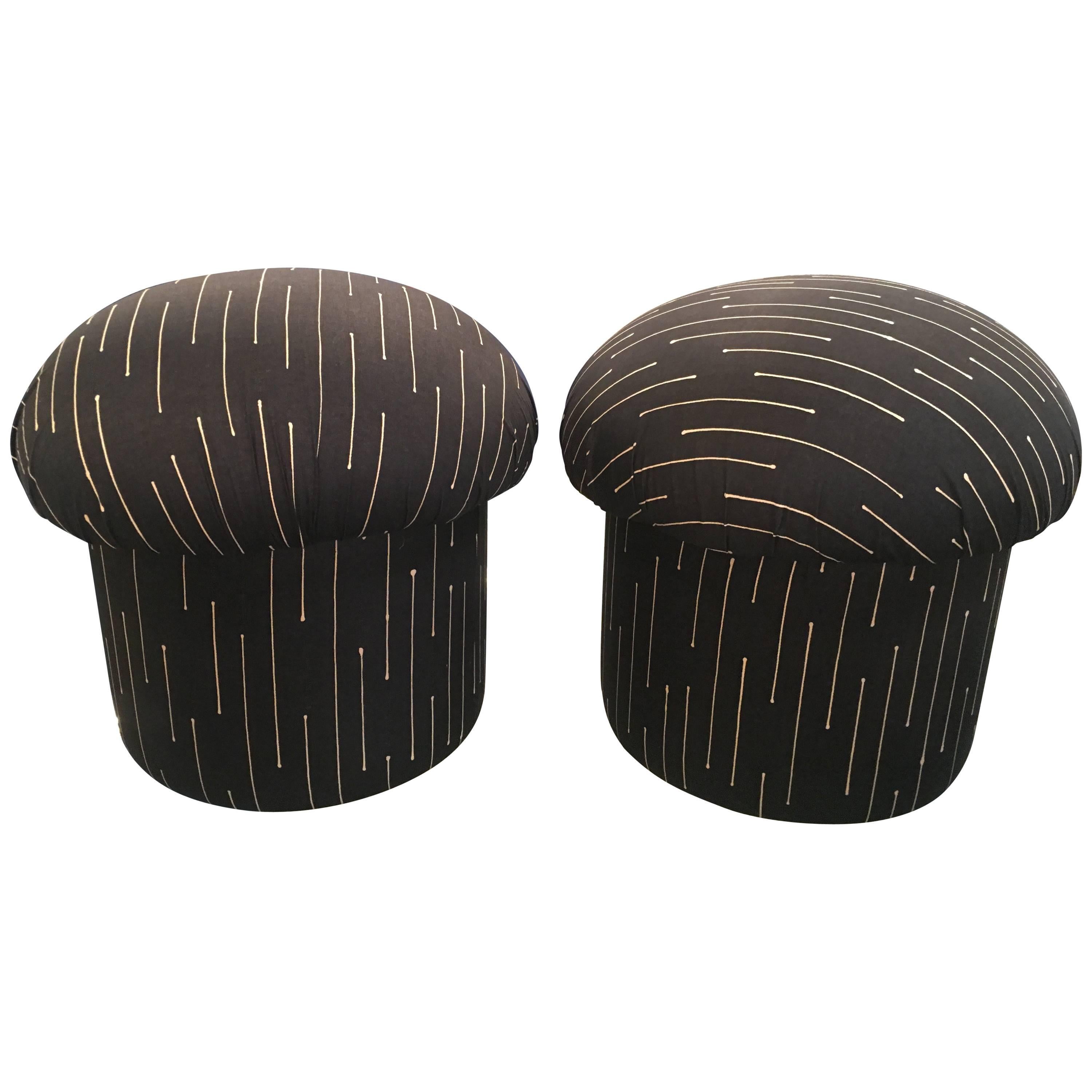 Pair of Retro Mushroom Poufs Ottoman Stools Vintage 1970s Chairs