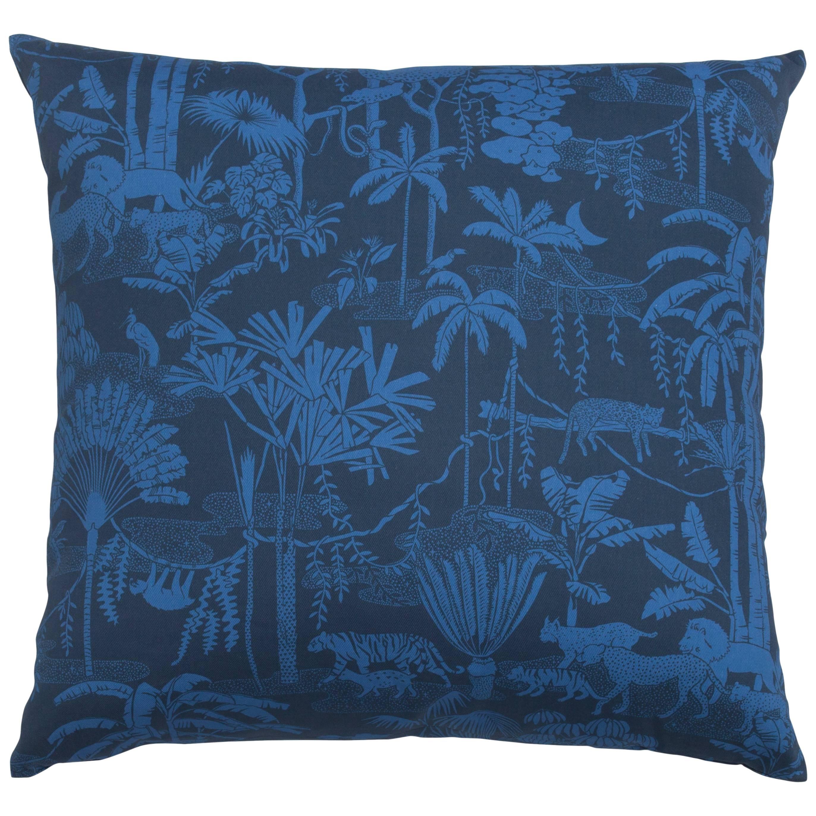 Jungle Dream Pillow in Color Mediterranean 'Cobalt Blue on Navy Blue' For Sale
