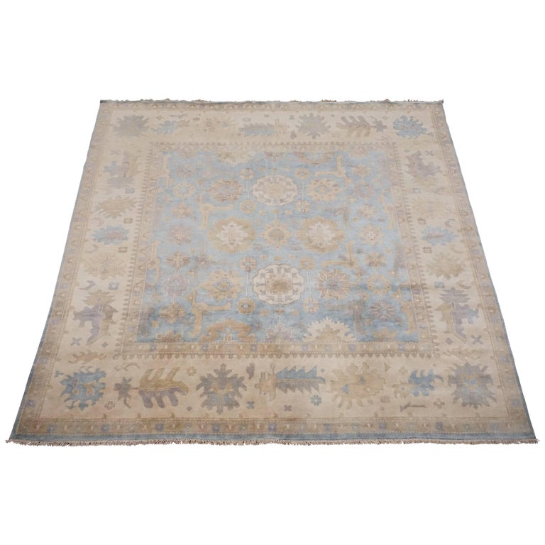 Light Blue Square Oushak Area Rug For At 1stdibs Light Blue Square Oushak Area Rug For