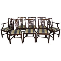 Set of Eight English Mahogany Chippendale Style Dining Chairs