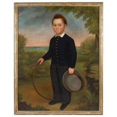 Portrait of a Young Boy Holding a Hoop and a Hat