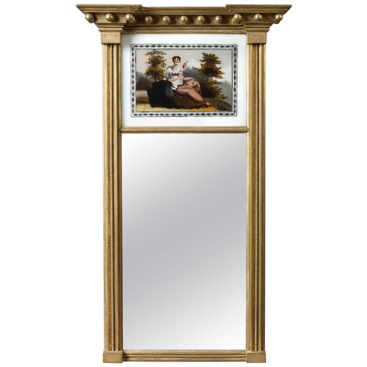 Federal Mirror with Églomisé Panel For Sale