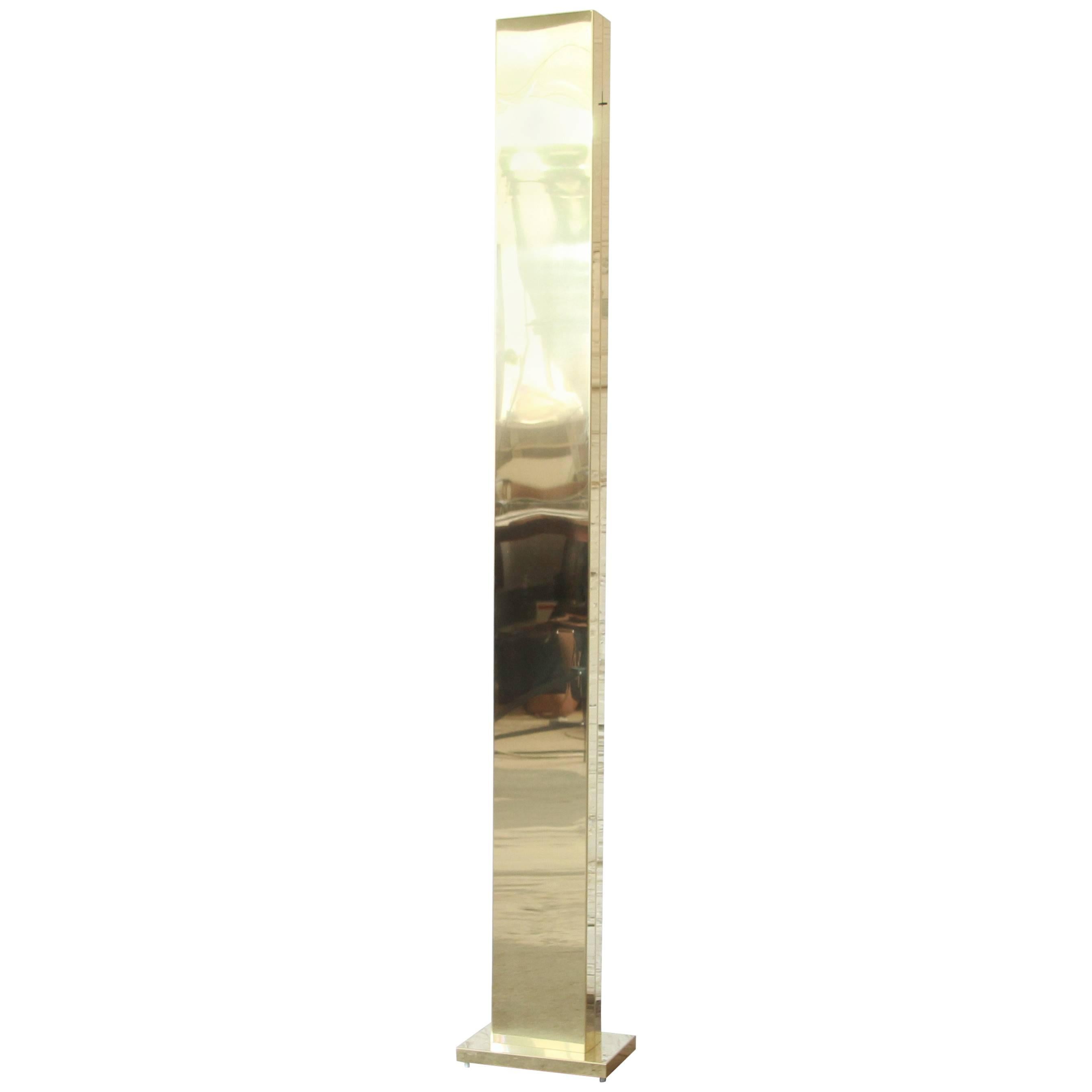 Polished Brass Midcentury Skyscraper Torchiere Floor Lamp by Casella Lighting