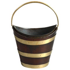 Antique Late 18th Century Schooner Form Mahogany Fire Bucket