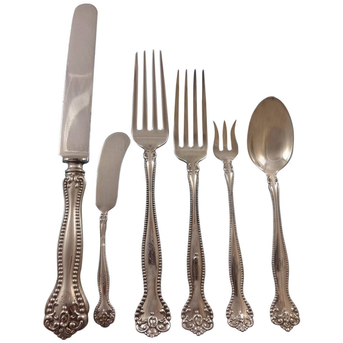Raleigh by Alvin Sterling Silver Flatware Set for Eight Service Dinner 51 Pieces For Sale