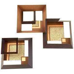 Painted Metal Geometric Wall Sculpture by Curtis Jere Signed