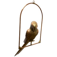 Extra Large Hanging Perched Parrot by Sergio Bustamante in Brass and Copper