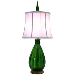 Emerald Green Glass Table Lamp by Blenko