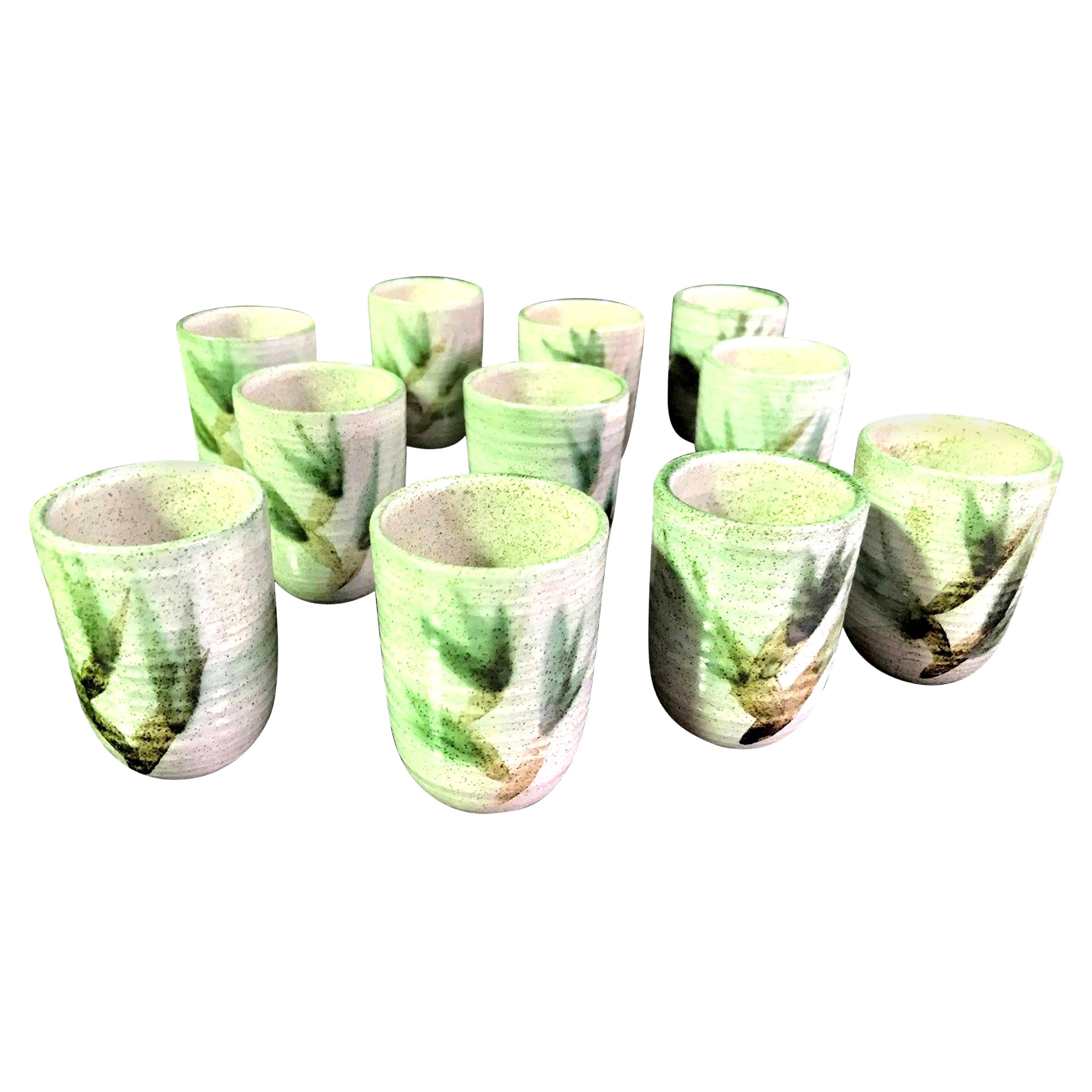 Otto and Vivika Heino Mid-Century Modern Ceramic Pottery 12-Piece Goblet/Cup Set For Sale