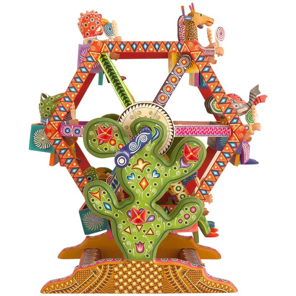 Mexican Folk Art Woodcarving Alebrijes Fortune Wheel Folkloric Art