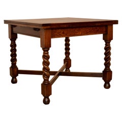 Antique Edwardian Oak Draw-Leaf Table