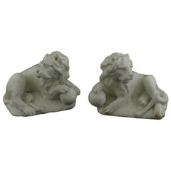 Pair of Lions. Bow Porcelain C1750