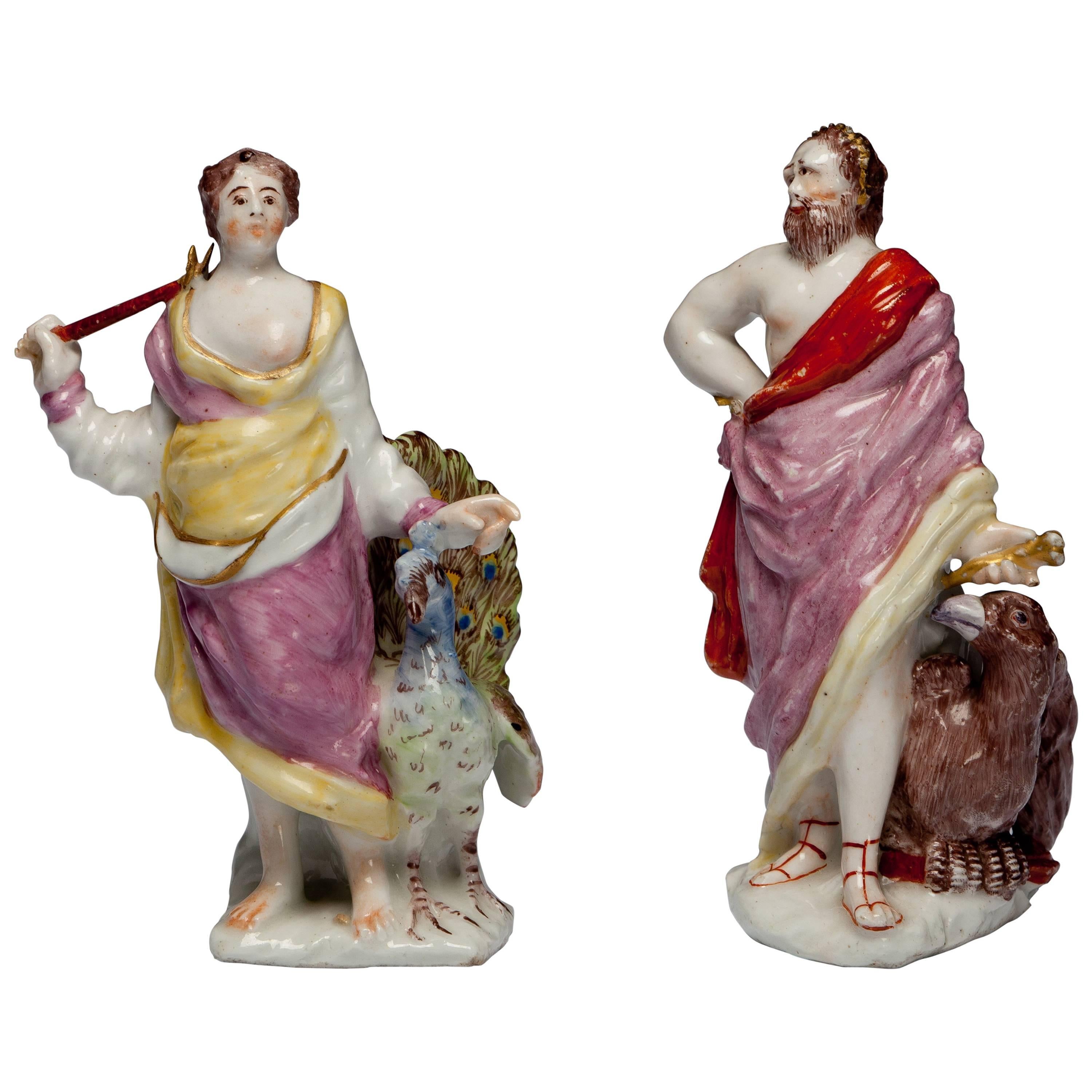 Paire de figures : Jupiter et Juno, ou Zeus et Hera. Bow Porcelain C1752